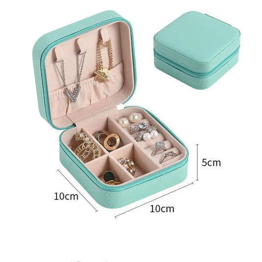 Jewellery Storage Box Leather Jewelry Stand Earrings Ring Box Cosmetics Beauty Container Organizer (Random Color)Made In China