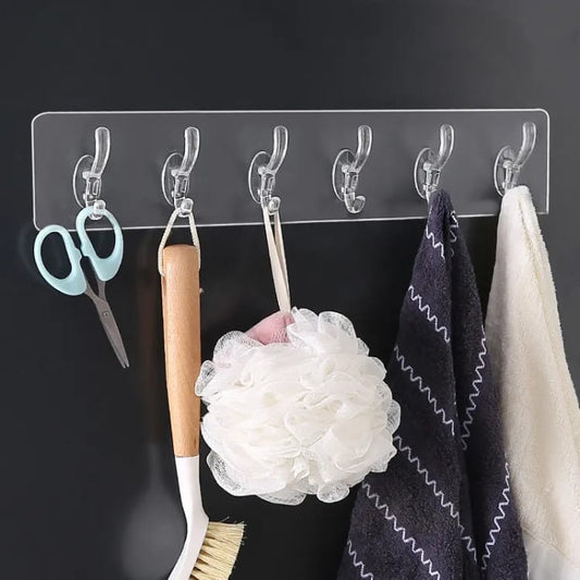 Transparent Sticky Hook | Wall Hooks Self Adhesive Clothes Coat | Door Hanger Towel Key Holder Bathroom Kitchen Storage Sticker Hook - Pack Of 4