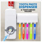Toothpaste Dispenser With 5 Brush Holder Wall Mounted Automatic Hands Free Toothpaste Dispenser