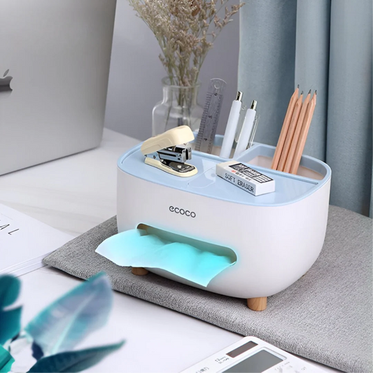 Ecoco Tissue Box With Multifunctional Storage Drawer Creative Desk Organizer For Kitchen Living Room And Office